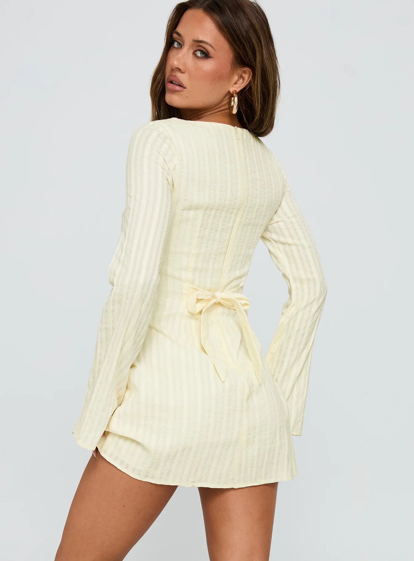 Alfalfa Long Sleeve Mini Dress Cream