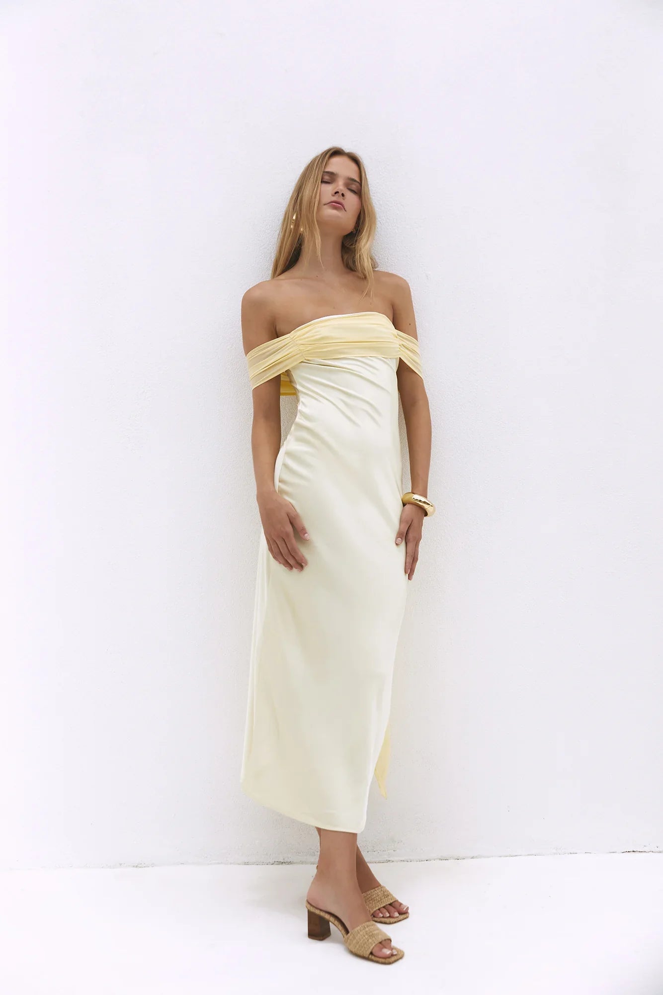 Cleo Cove Strapless Maxi Dress Butter Yellow