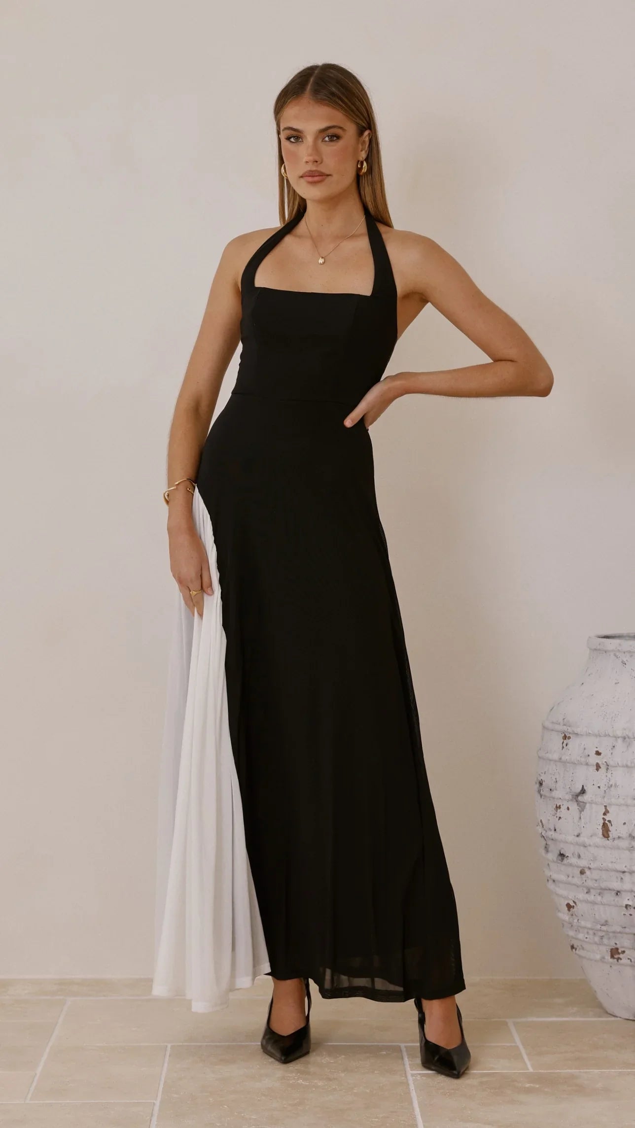 Cia Maxi Dress - Black/White